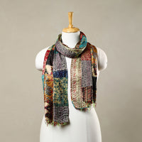 Multicolor - Reversible Patchwork Silk Bengal Kantha Stitch Stole 36