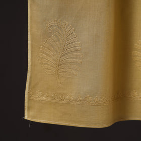  Yellow Hand Embroidered Lucknow Chikankari Cotton Stole