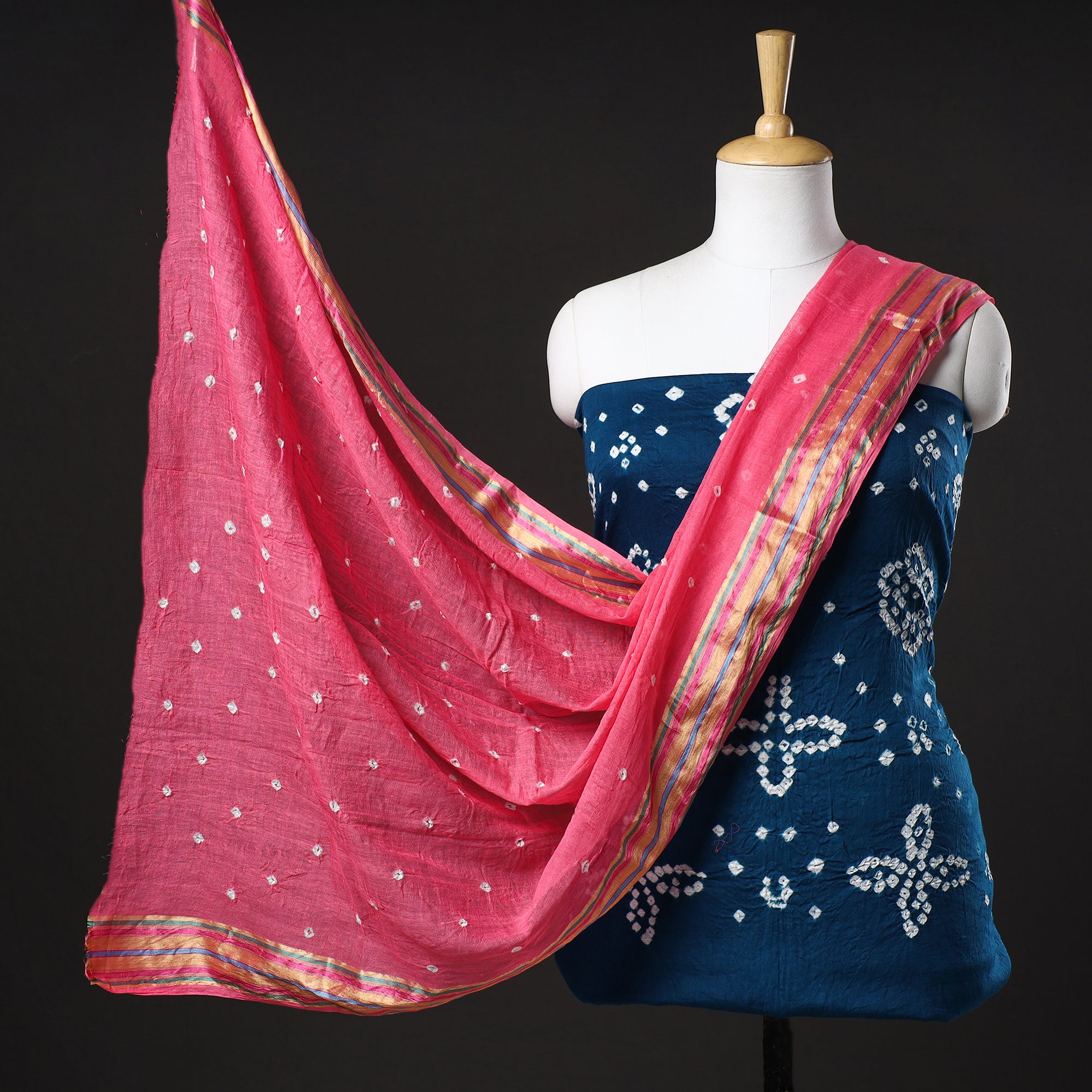 Skt Suits Bandhani Cotton Dress Materials Catalog at Wholesale Rate