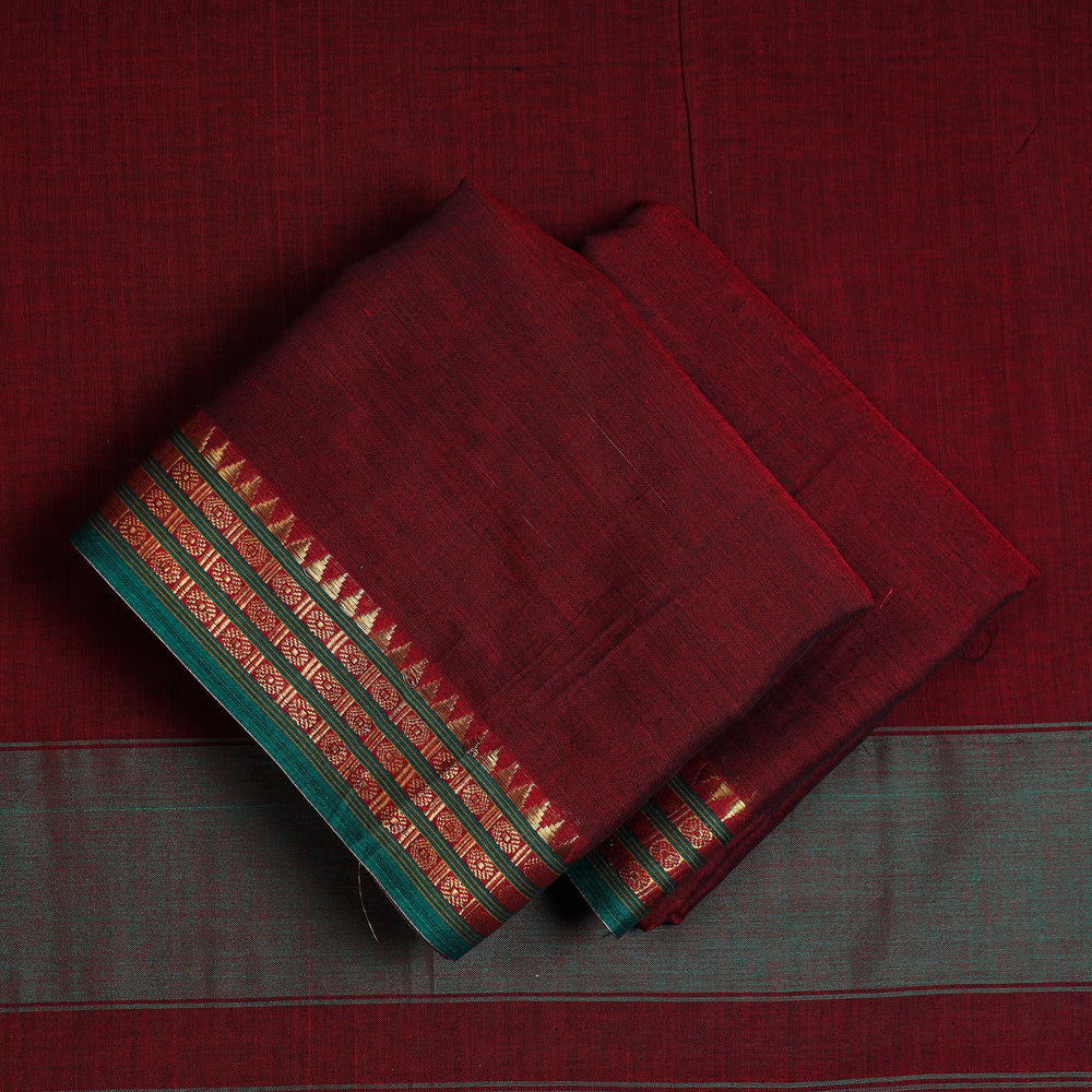 Maroon - 3pc Traditional Cotton Dharwad Dress Material 02