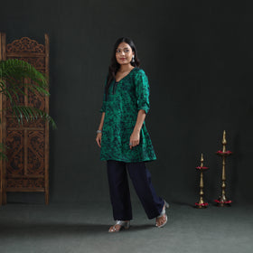 Sequin Work Hand Batik Print Cotton Short Kurta for Women 17