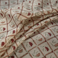 White - Sanganeri Block Print Pure Wool Fabric 02