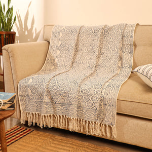 Handloom Jaipur Block Printed Cotton Sofa Throw (86 x 53 in) 21