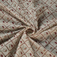 White - Sanganeri Block Print Pure Wool Fabric 02