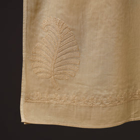 Beige - hand embroidered lucknow chikankari cotton stole 09