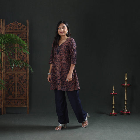 Sequin Work Hand Batik Print Cotton Short Kurta for Women 14