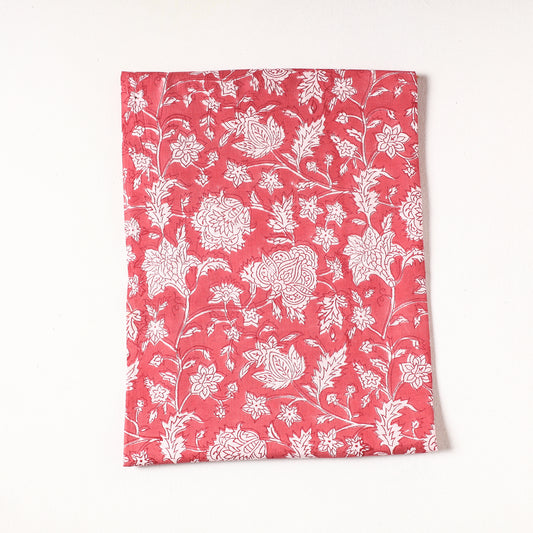 Pink - Sanganeri Block Printed Cotton Precut Fabric (1 Meter)
