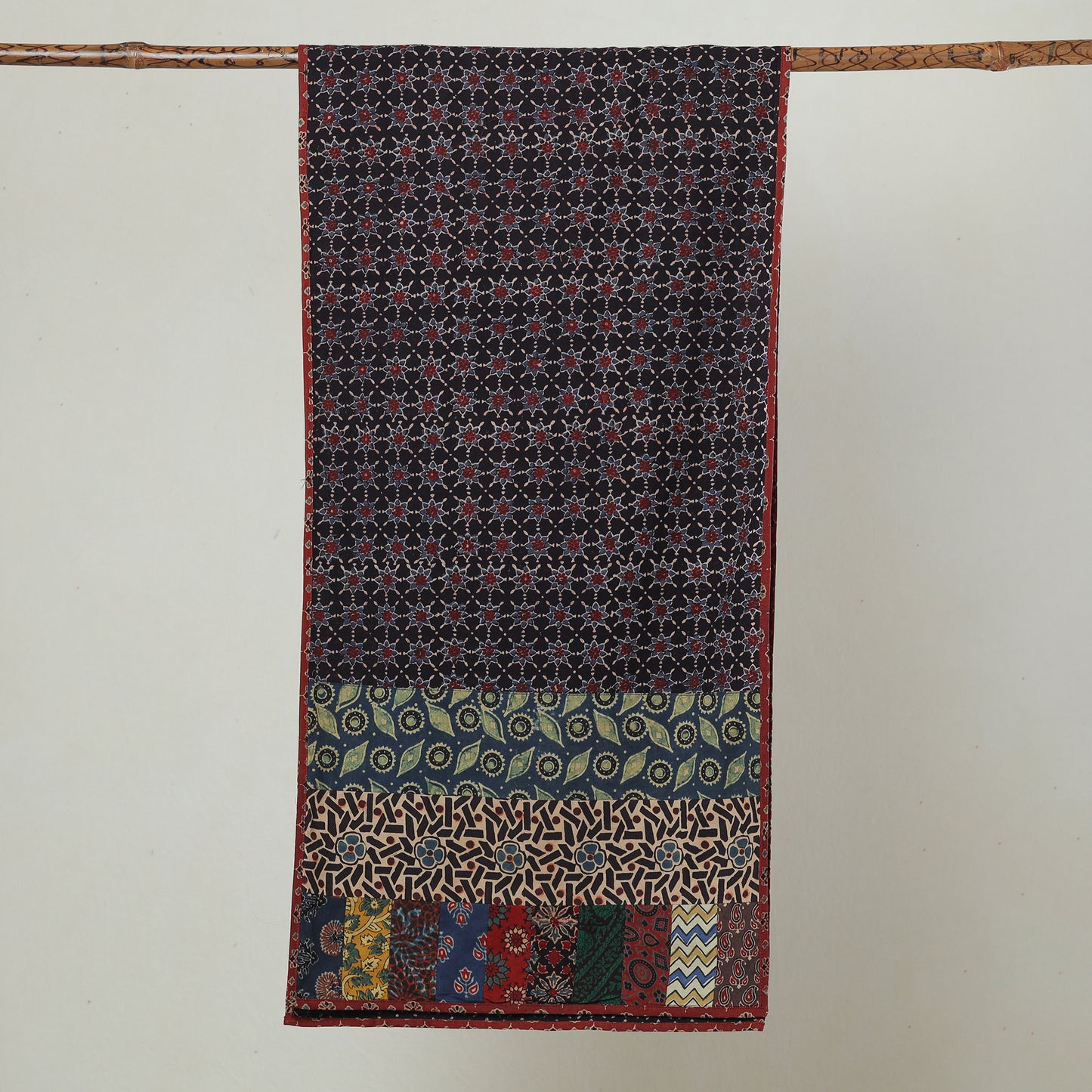Multicolor - Ajrakh Block Printed Patchwork Cotton Stole 34