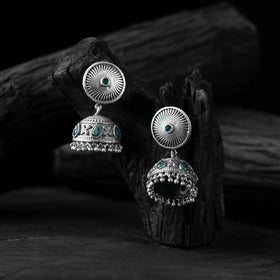 Green - saanjh bela sun oxidised jhumka earrings