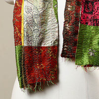 Multicolor - Reversible Patchwork Silk Bengal Kantha Stitch Stole 50