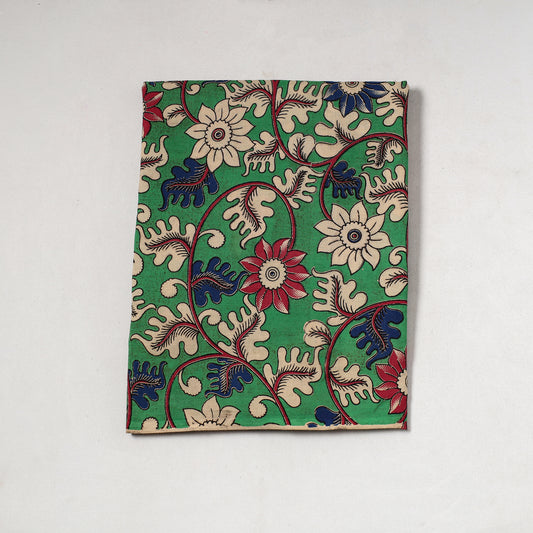 Green - Kalamkari Printed Cotton Precut Fabric (1.4 meter) 92
