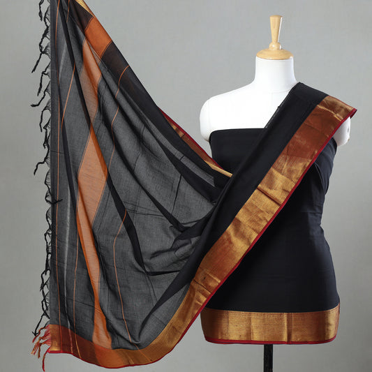 Black - 3pc Dharwad Cotton Suit Material Set 40