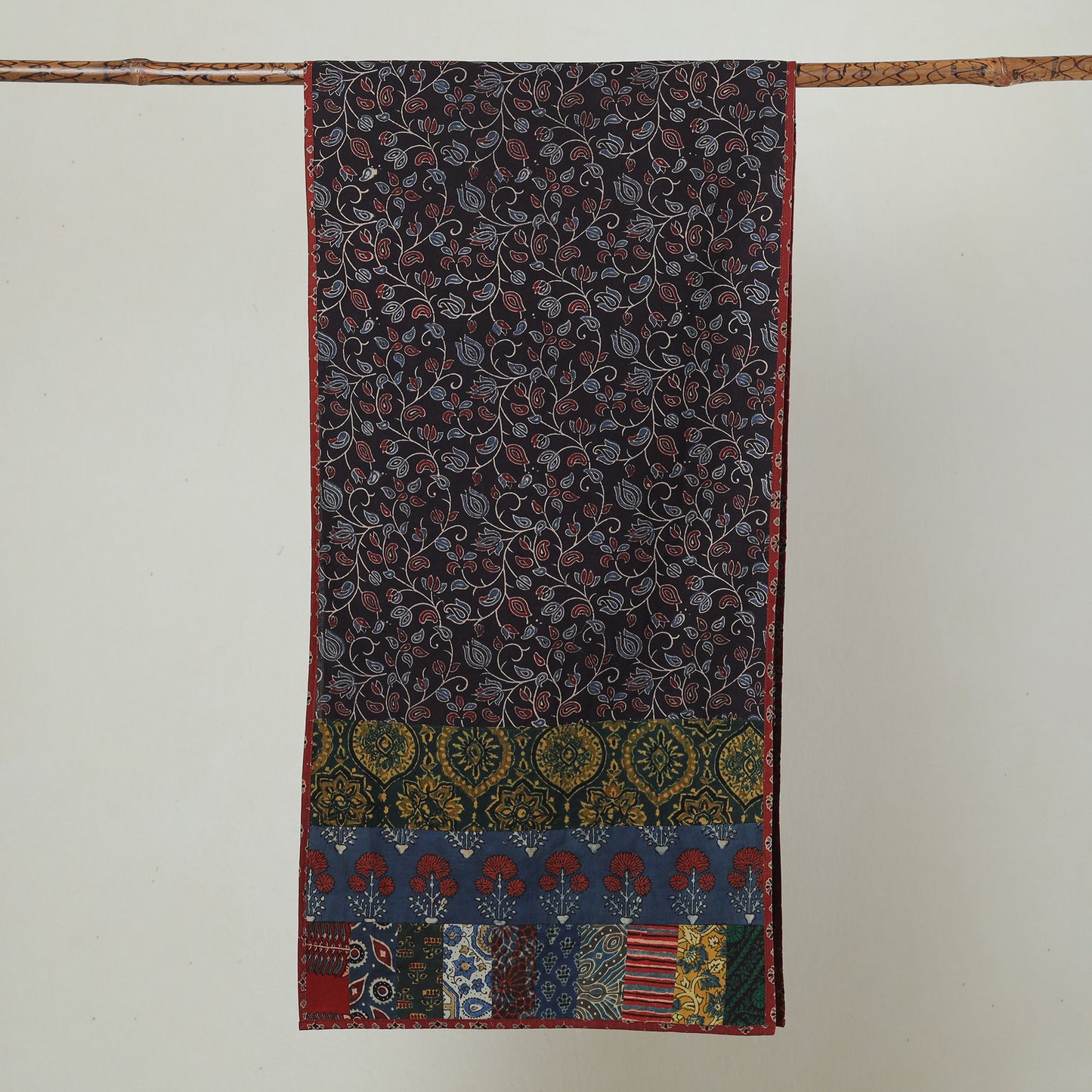 Multicolor - Ajrakh Block Printed Patchwork Cotton Stole 49