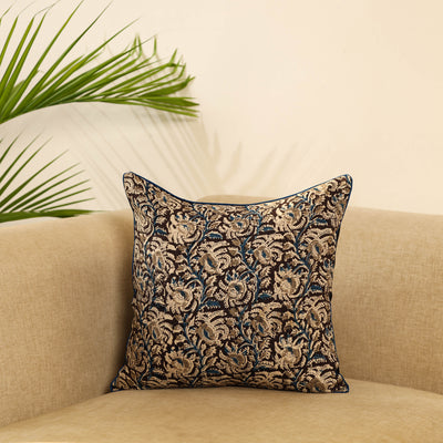 Multicolor Block Print Cotton Kalamkari Cushion Cover