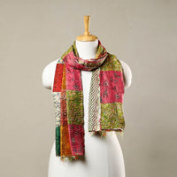 Multicolor - Reversible Patchwork Silk Bengal Kantha Stitch Stole 55