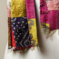 Multicolor - Reversible Patchwork Silk Bengal Kantha Stitch Stole 60