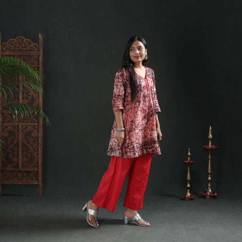 Sequin Work Hand Batik Print Cotton Short Kurta for Women 18
