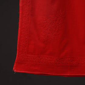 Red - hand embroidered lucknow chikankari cotton stole 04