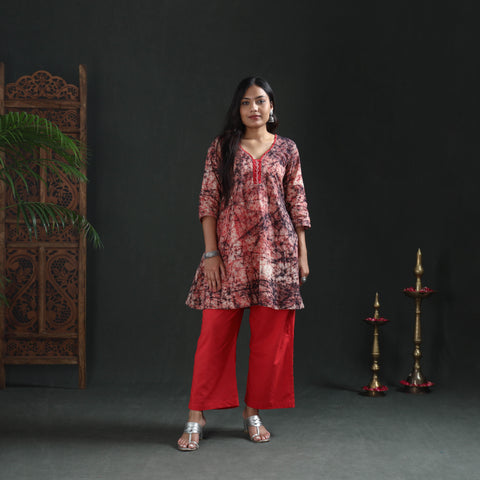 Sequin Work Hand Batik Print Cotton Short Kurta for Women 18