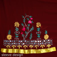 Maroon - 3pc Phulkari Embroidery Chapa Work Georgette Suit Material Set 55