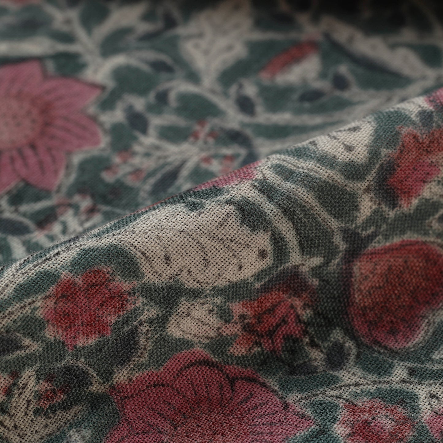 Green - Sanganeri Block Print Pure Wool Fabric 06