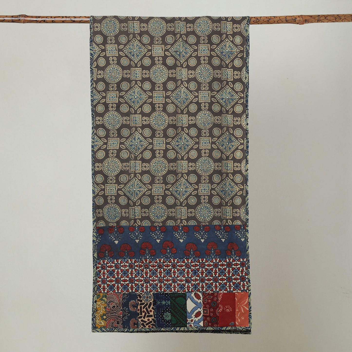 Multicolor - Ajrakh Block Printed Patchwork Cotton Stole 32