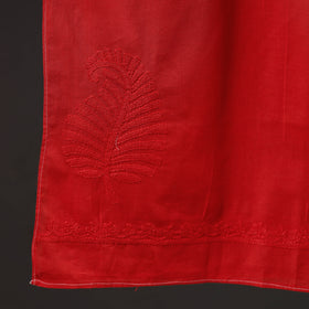 Red - hand embroidered lucknow chikankari cotton stole 01