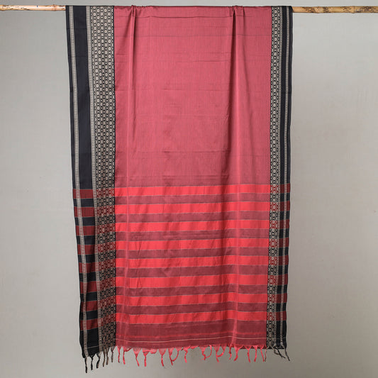Pink - Traditional Narayanpet Mercerised Cotton Saree with Thread Border