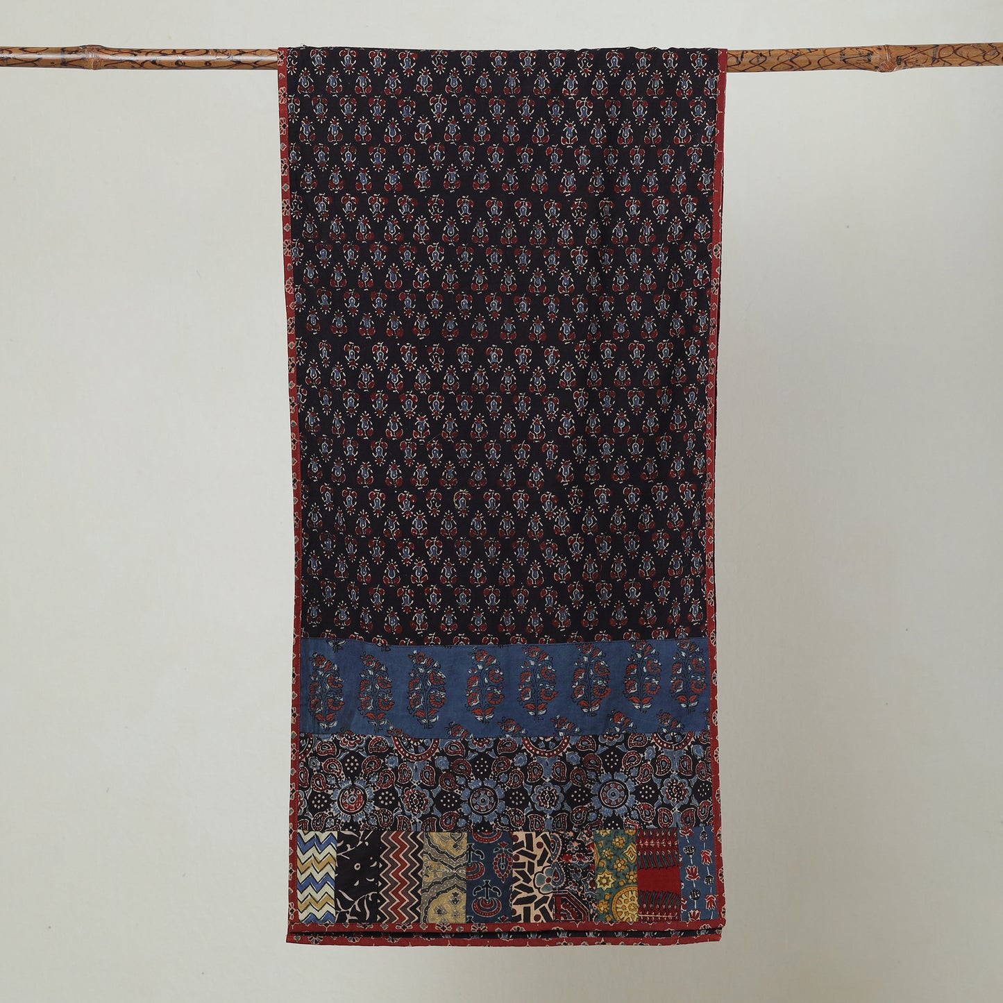 Multicolor - Ajrakh Block Printed Patchwork Cotton Stole 31