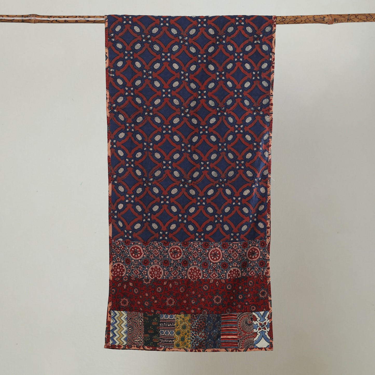 Multicolor - Ajrakh Block Printed Patchwork Cotton Stole 28