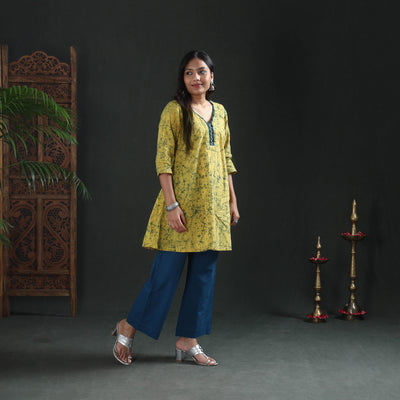 Sequin Work Hand Batik Print Cotton Short Kurta for Women 15