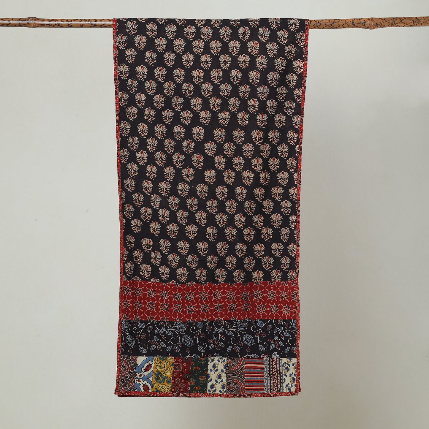 Multicolor - Ajrakh Block Printed Patchwork Cotton Stole 26