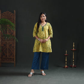 Sequin Work Hand Batik Print Cotton Short Kurta for Women 15