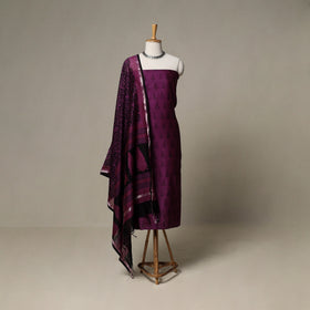 Bagh Hand Block Print Natural Dyed Chanderi Silk 3pc Unstitched Dress Material Suit Set 15