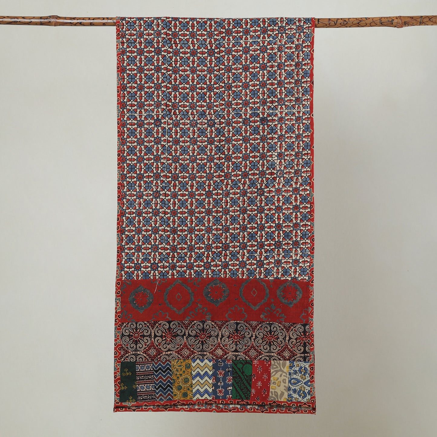Multicolor - Ajrakh Block Printed Patchwork Cotton Stole 25