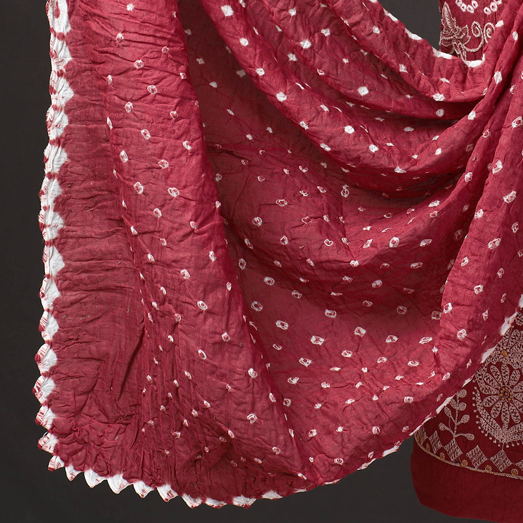 3pc Kutch Bandhani Tie-Dye Satin Cotton Suit Material Set 201