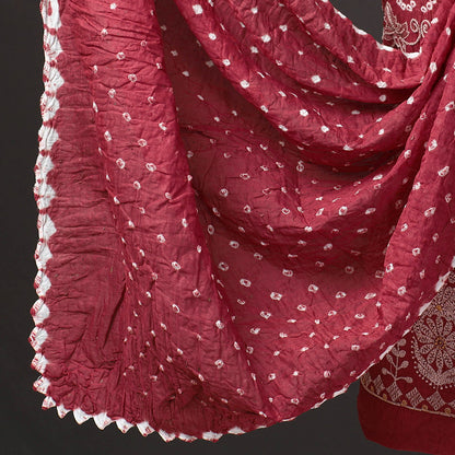3pc Kutch Bandhani Tie-Dye Satin Cotton Suit Material Set 201