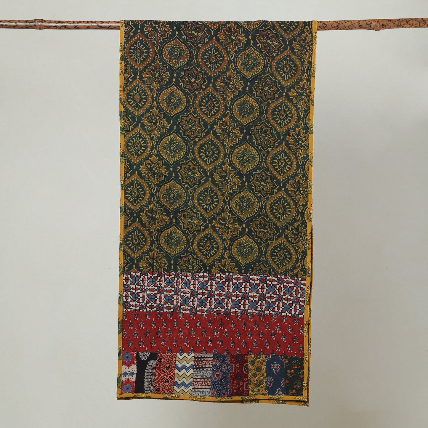 Multicolor - Ajrakh Block Printed Patchwork Cotton Stole 24