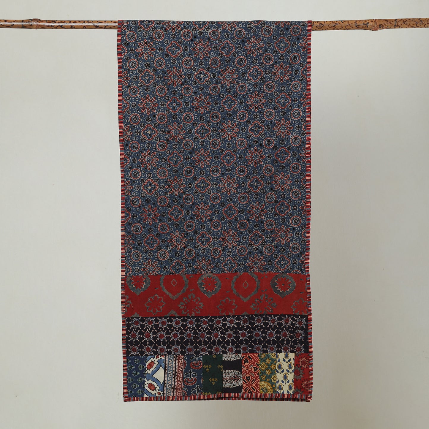 Multicolor - Ajrakh Block Printed Patchwork Cotton Stole 23