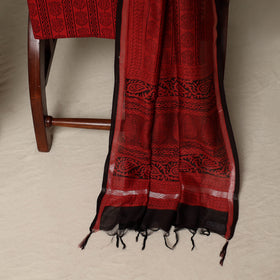 Bagh Hand Block Print Natural Dyed Chanderi Silk 3pc Unstitched Dress Material Suit Set 13