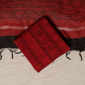Bagh Hand Block Print Natural Dyed Chanderi Silk 3pc Unstitched Dress Material Suit Set 13
