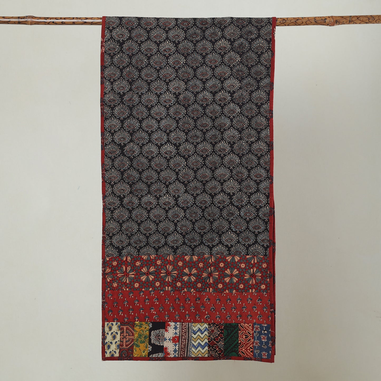 Multicolor - Ajrakh Block Printed Patchwork Cotton Stole 14