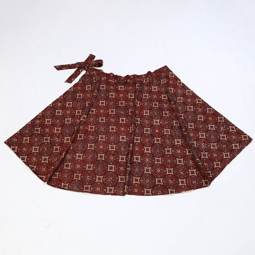 Block Print Cotton Wrap Around Ajrakh Skirt 22