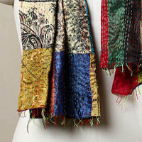 Multicolor - Reversible Patchwork Silk Bengal Kantha Stitch Stole 93