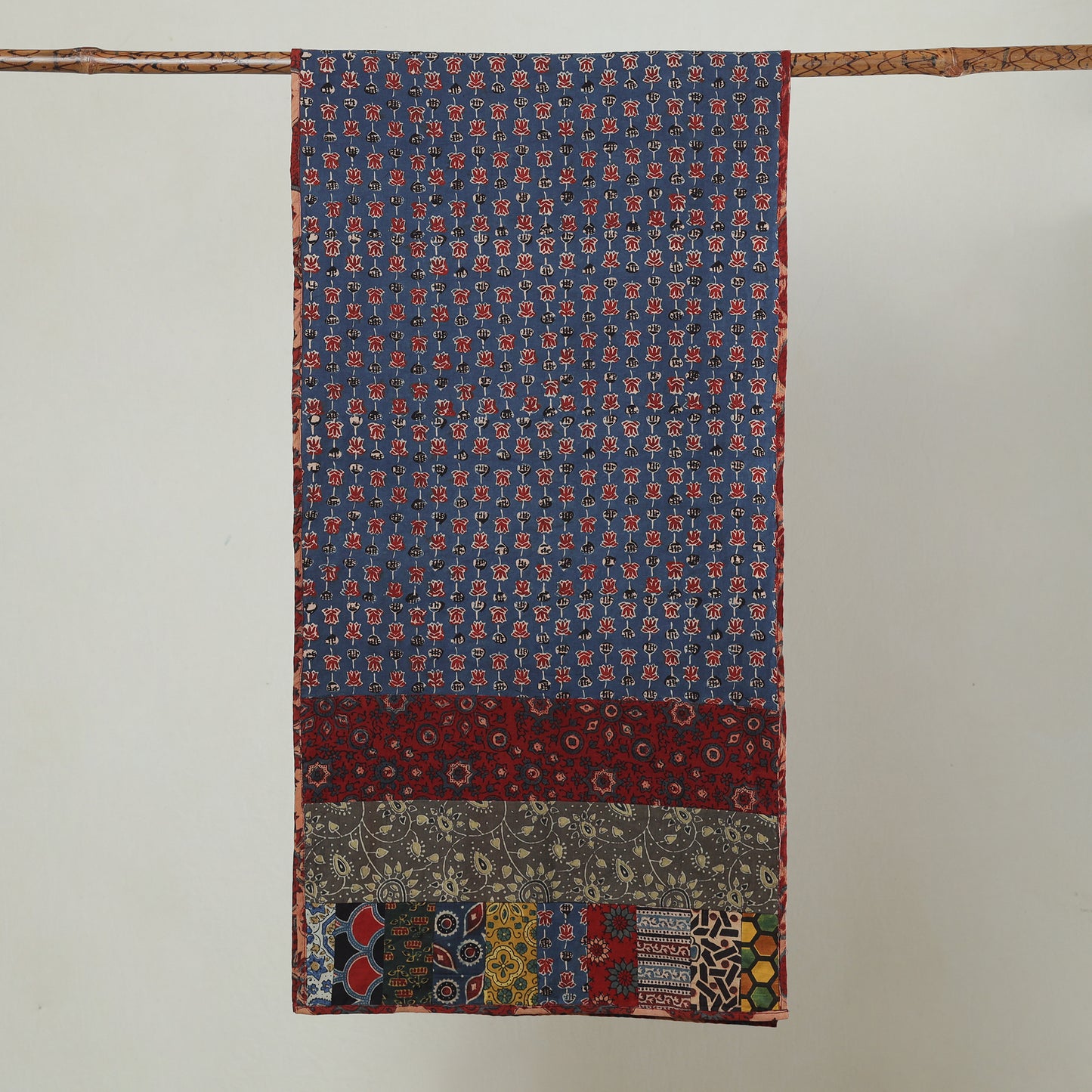 Multicolor - Ajrakh Block Printed Patchwork Cotton Stole 13