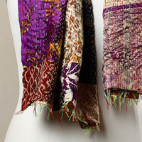 Multicolor - Reversible Patchwork Silk Bengal Kantha Stitch Stole 94