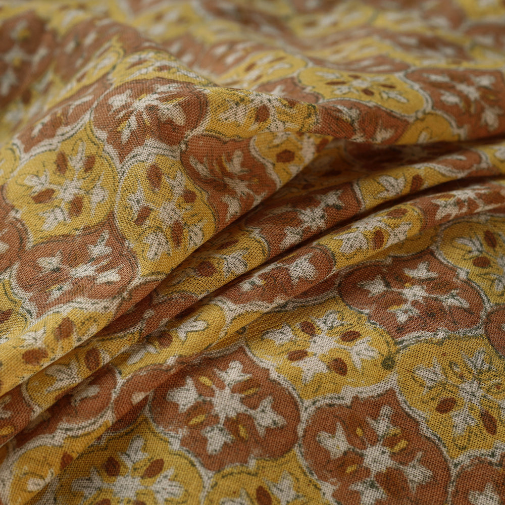 Multicolor - Sanganeri Block Print Pure Wool Fabric 11