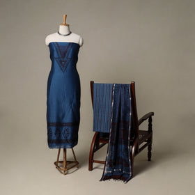 Bagh Hand Block Print Natural Dyed Chanderi Silk 3pc Unstitched Dress Material Suit Set 16