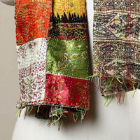 Multicolor - Reversible Patchwork Silk Bengal Kantha Stitch Stole 103