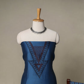Bagh Hand Block Print Natural Dyed Chanderi Silk 3pc Unstitched Dress Material Suit Set 16
